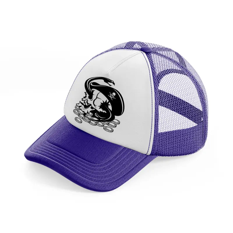 skull & coins purple trucker hat