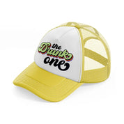 the drunk one-yellow-trucker-hat