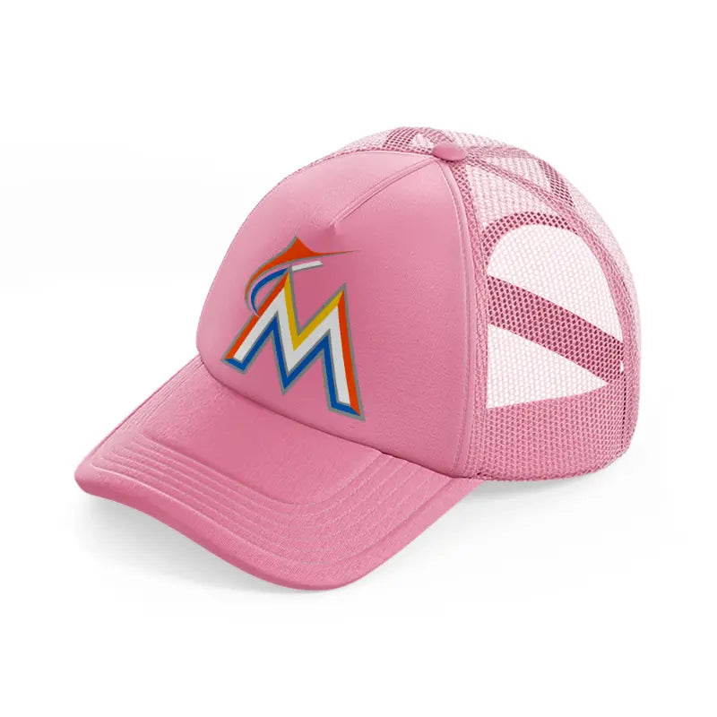 miami marlins emblem-pink-trucker-hat
