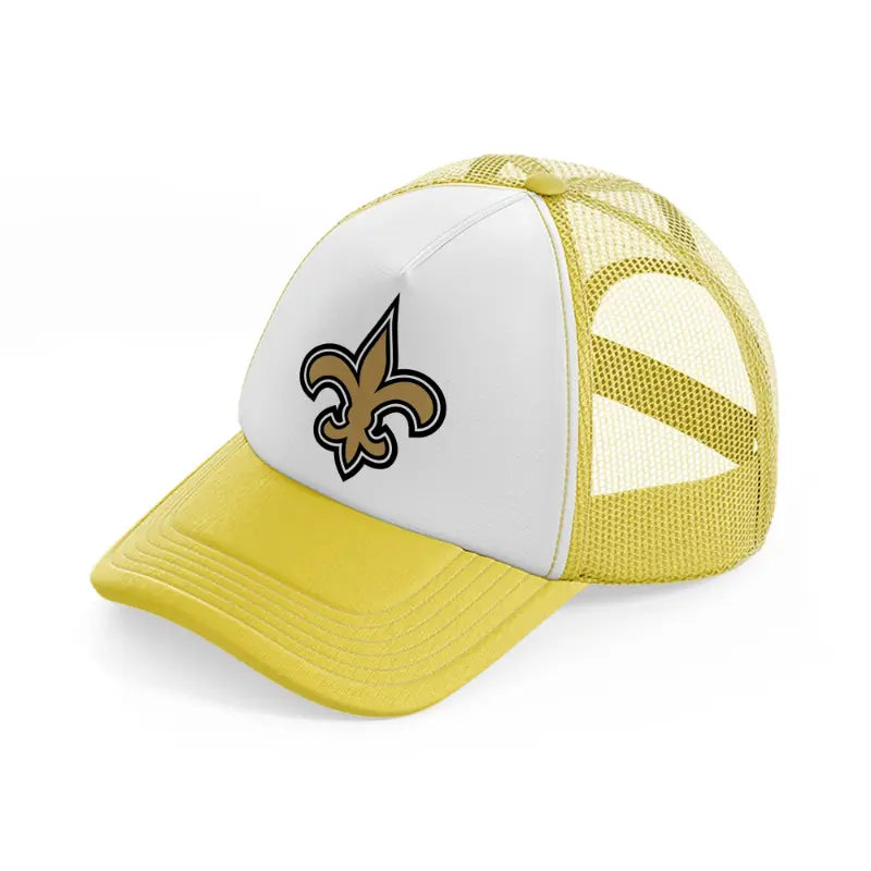 new orleans saints emblem-yellow-trucker-hat
