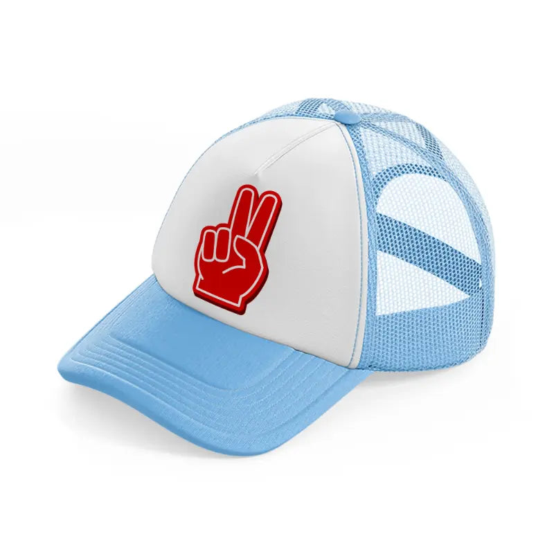 baseball fingers-sky-blue-trucker-hat