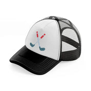 golf sticks sign-black-and-white-trucker-hat