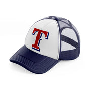 texas rangers emblem-navy-blue-and-white-trucker-hat