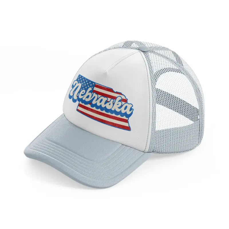nebraska flag-grey-trucker-hat