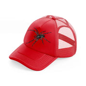 black & white spider red trucker hat