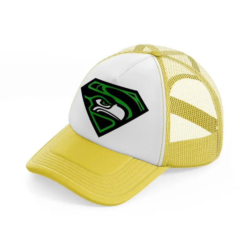 seattle seahawks super hero yellow trucker hat