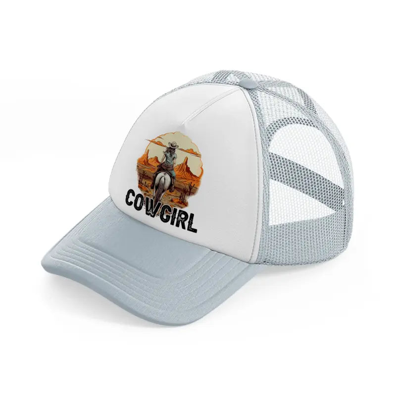 cowgirl picture-grey-trucker-hat