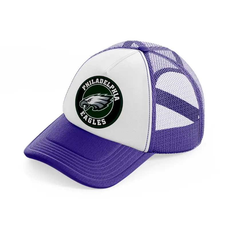philadelphia eagles green badge-purple-trucker-hat
