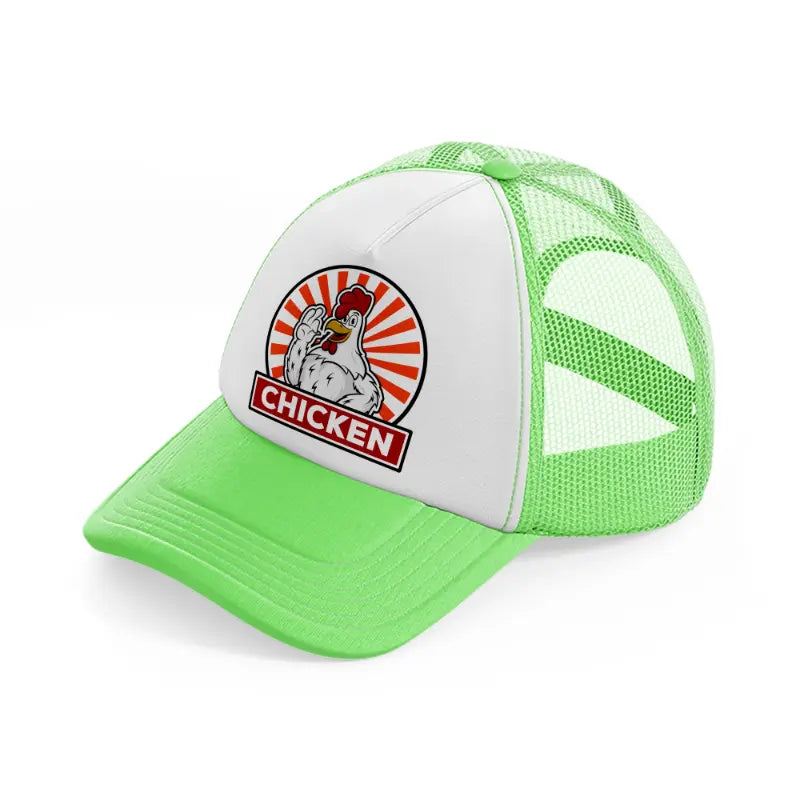 chicken lime green trucker hat