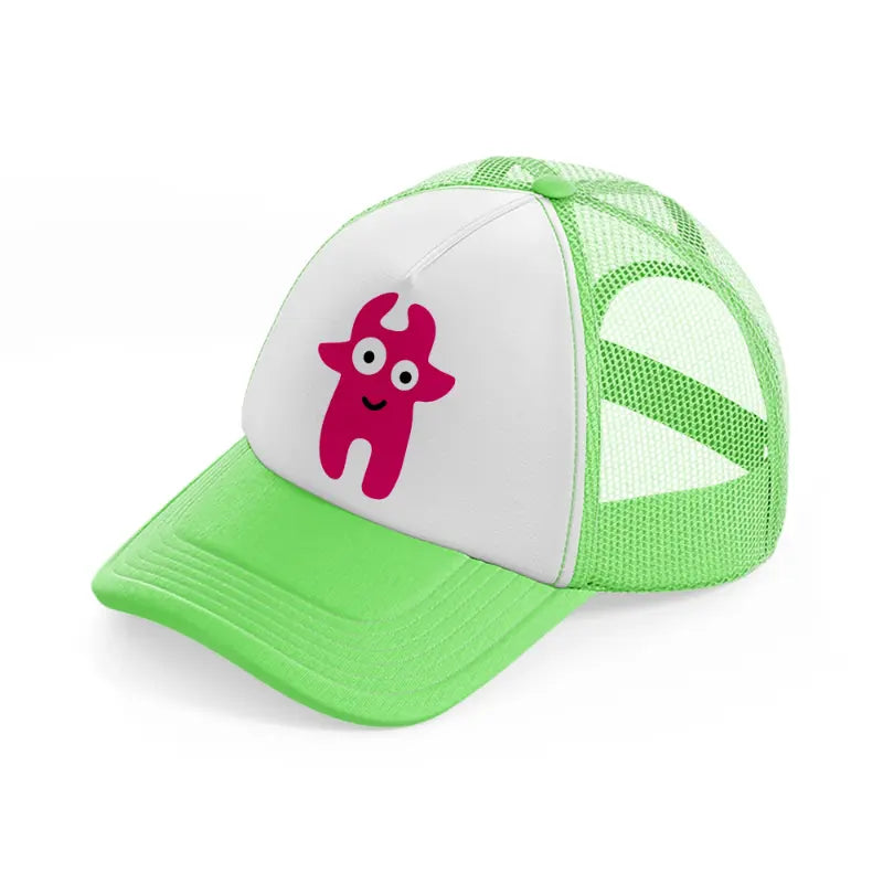 pink monster-lime-green-trucker-hat