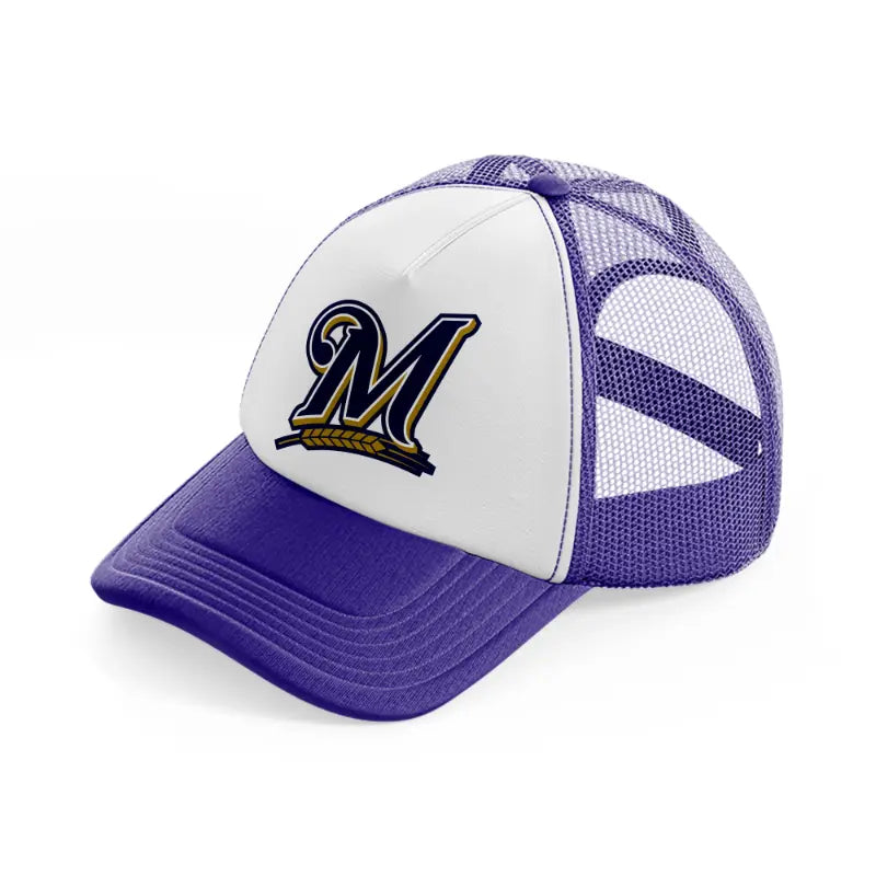 m brewers purple trucker hat