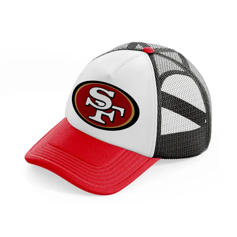 49ers logo-red-and-black-trucker-hat