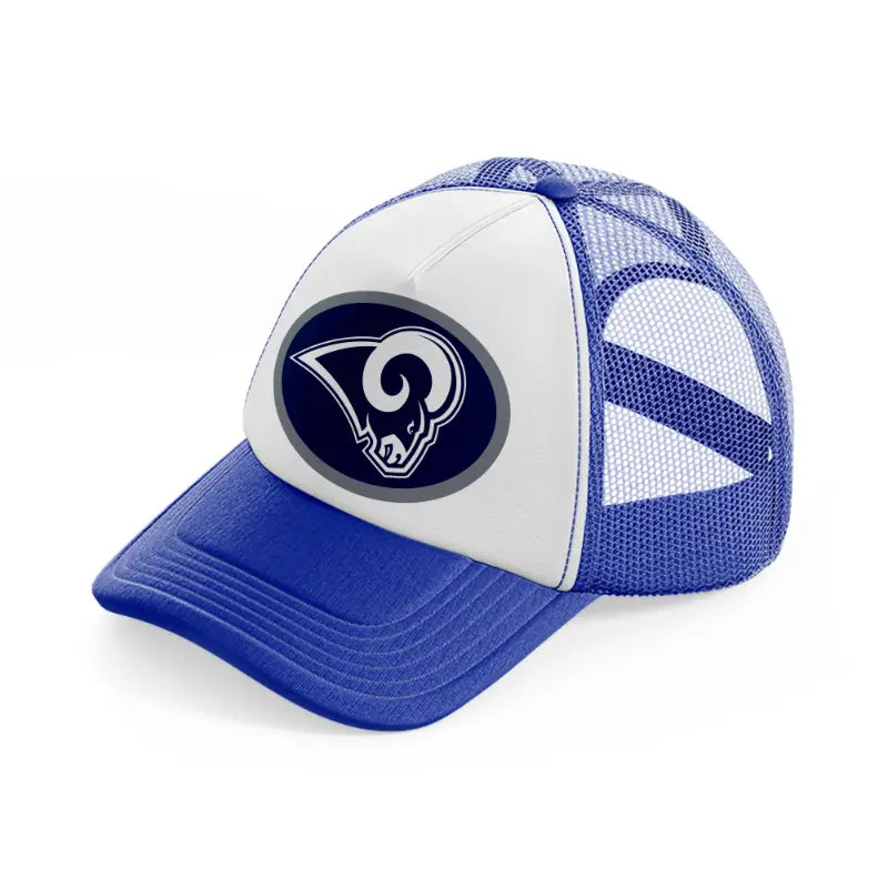 los angeles rams round badge-blue-and-white-trucker-hat
