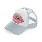 lips grey trucker hat