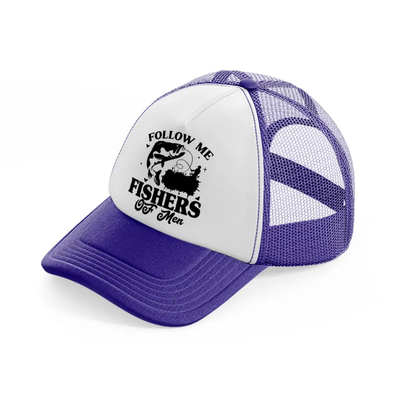 follow me fishers of men purple trucker hat