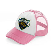 jacksonville jaguars gold badge-pink-and-white-trucker-hat