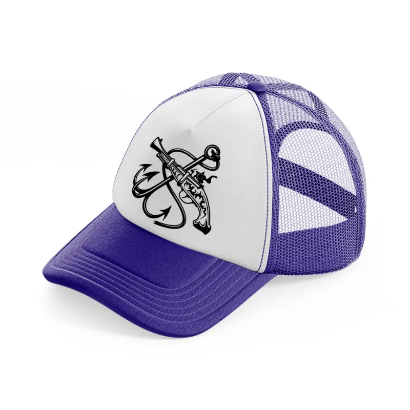 gun & anchor-purple-trucker-hat