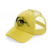 creepy hand gold trucker hat