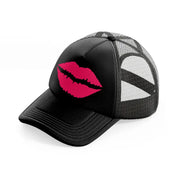 lips black trucker hat