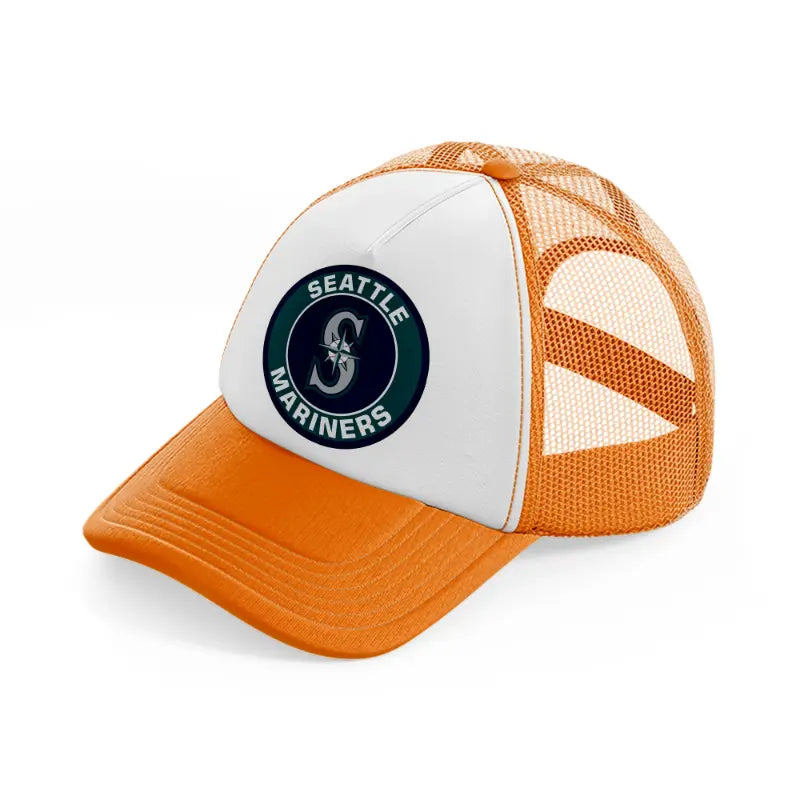 seattle mariners badge-orange-trucker-hat