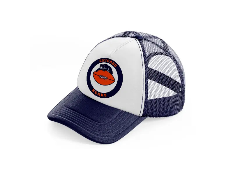 chicago bears circle-navy-blue-and-white-trucker-hat