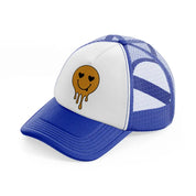 melt smiley blue and white trucker hat