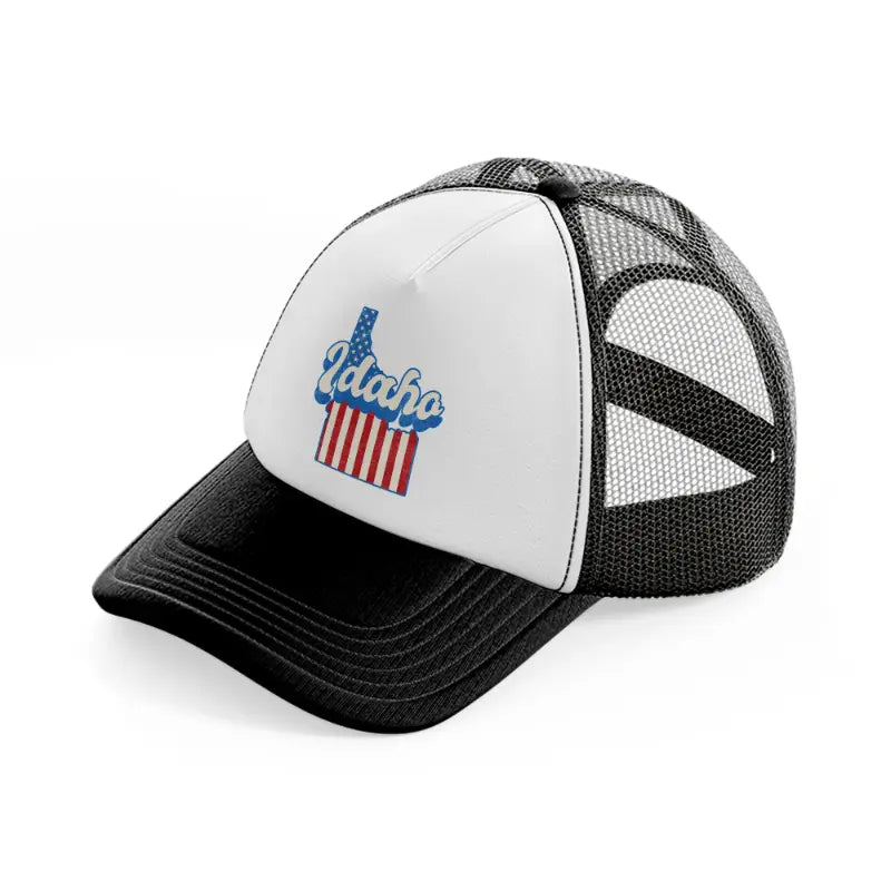 idaho flag black and white trucker hat