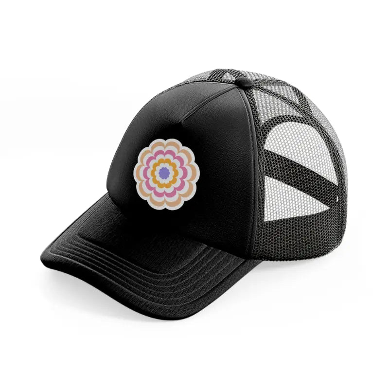 flower print-black-trucker-hat