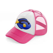 blue tang fish neon pink trucker hat