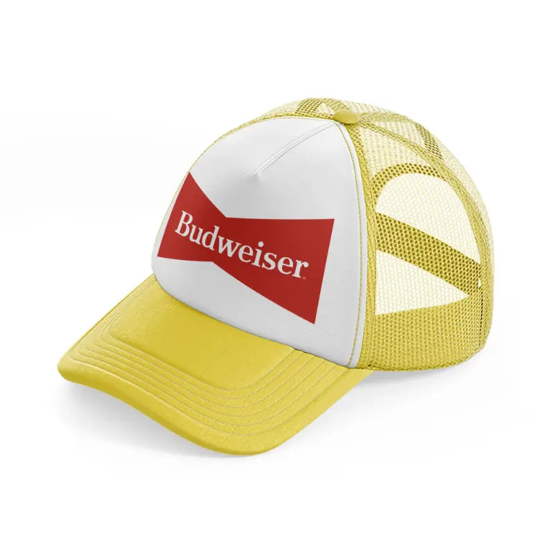 old budweiser-yellow-trucker-hat