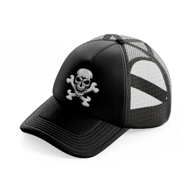 skull & bones black trucker hat