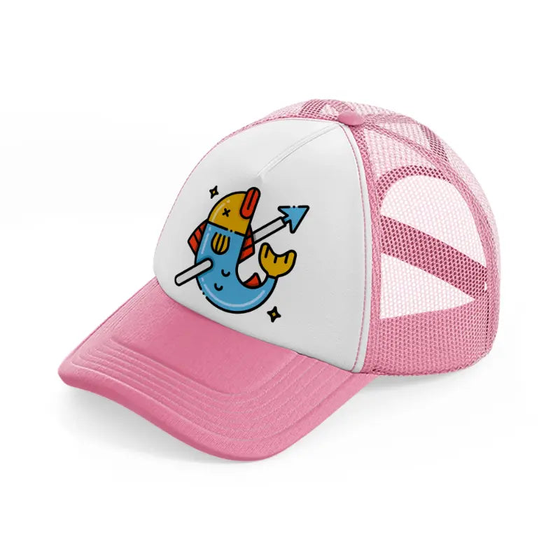 spearfishing sign-pink-and-white-trucker-hat