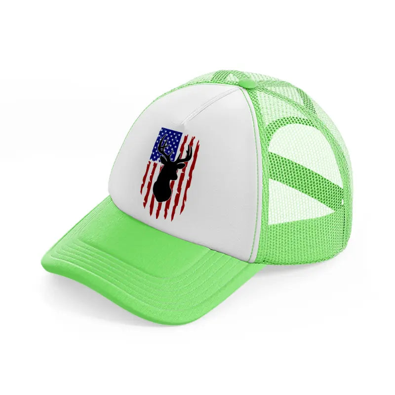 deer american flag-lime-green-trucker-hat