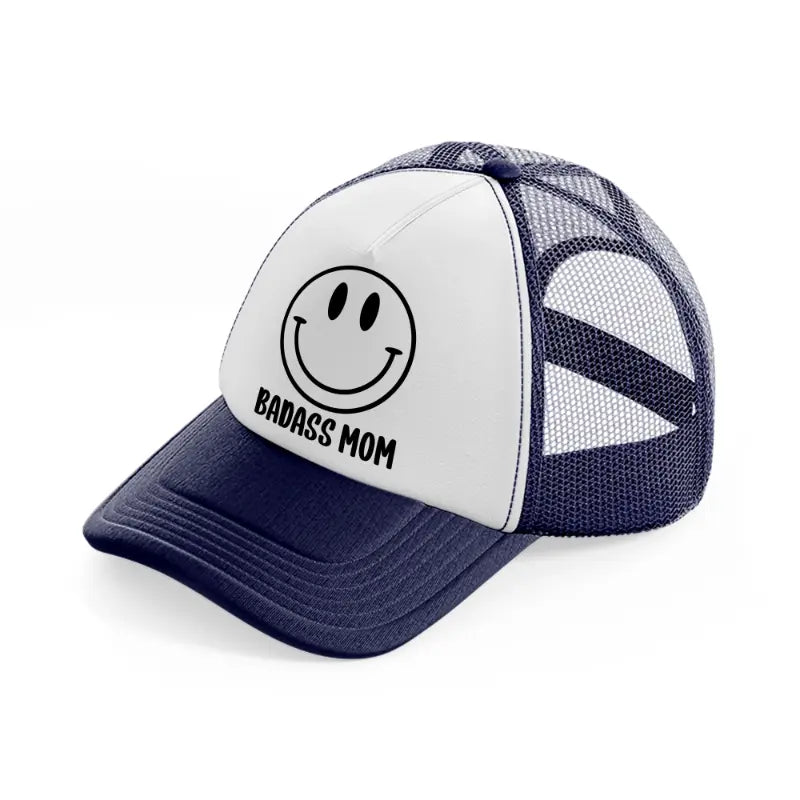 badass mom-navy-blue-and-white-trucker-hat