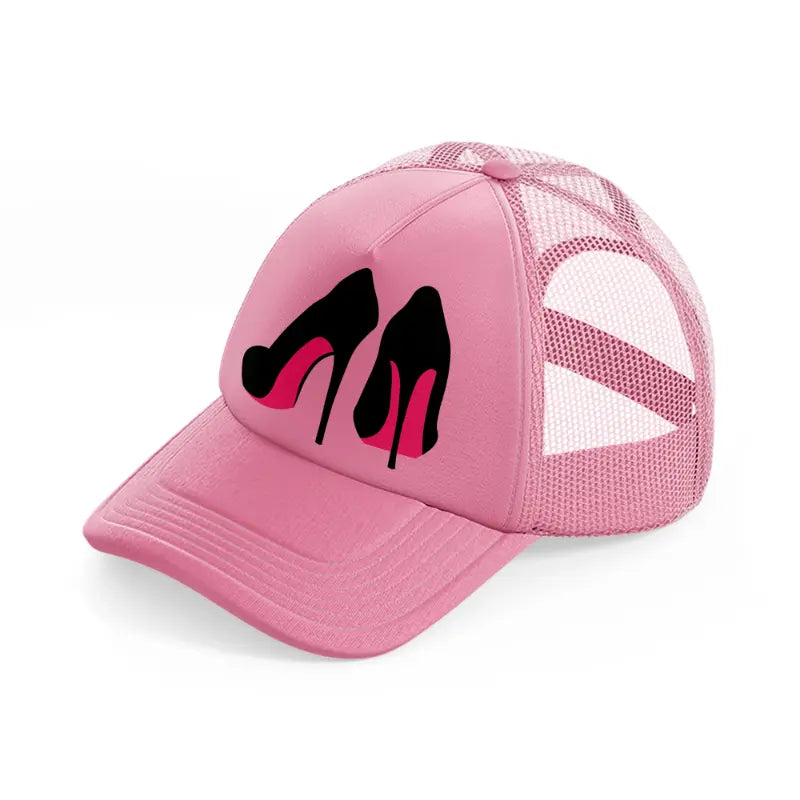 pair of stilettos pink trucker hat