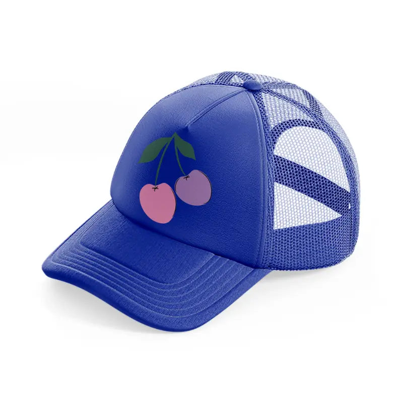 cherries blue trucker hat