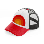 sunset abstract red and black trucker hat