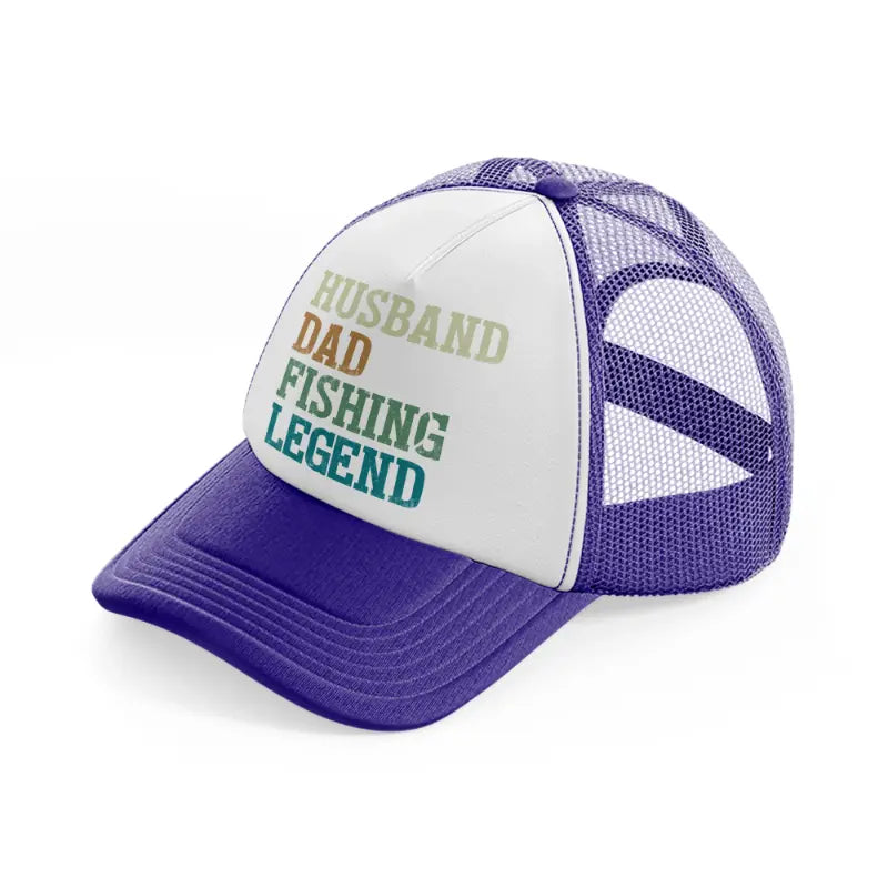 husband dad fishing legend-purple-trucker-hat