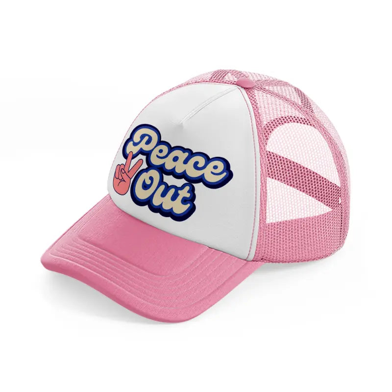 peace out pink and white trucker hat