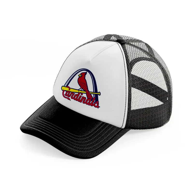 cardinals bird logo-black-and-white-trucker-hat