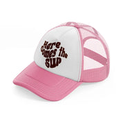 retro elements-108-pink-and-white-trucker-hat