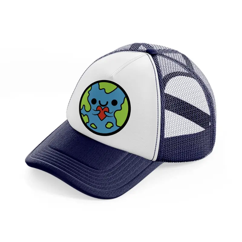 earth love-navy-blue-and-white-trucker-hat