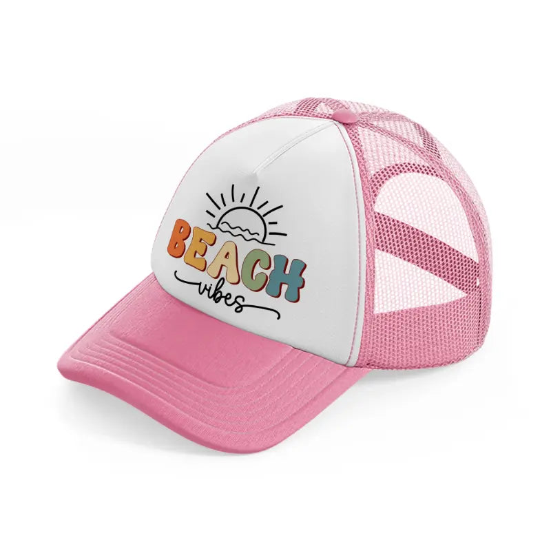 beach vibes multi-pink-and-white-trucker-hat