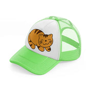 cat smiling lime green trucker hat