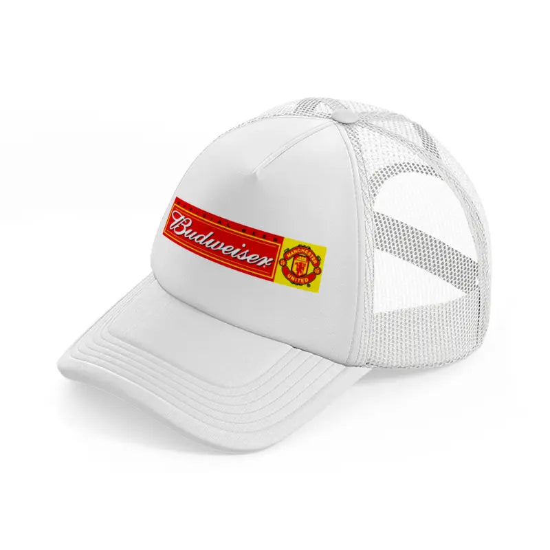 budweiser manchester united white trucker hat