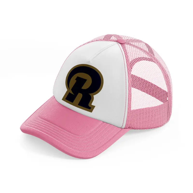 r from los angeles rams-pink-and-white-trucker-hat