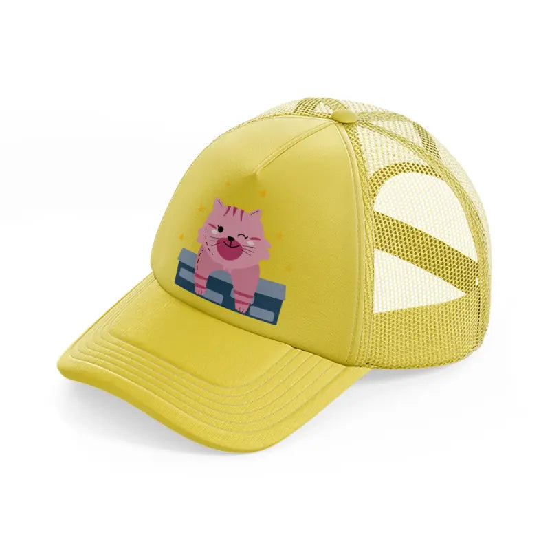 017 cat gold trucker hat