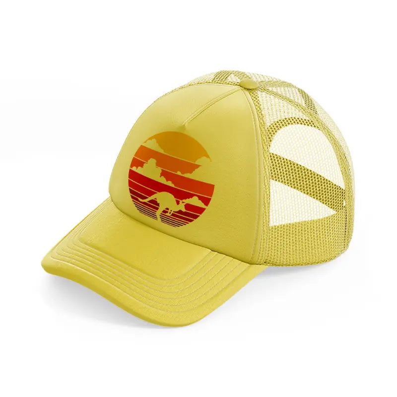 kangaroo retro vintage 60s 70s sunset mammal animal lovers-gold-trucker-hat