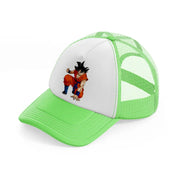 goku character lime green trucker hat