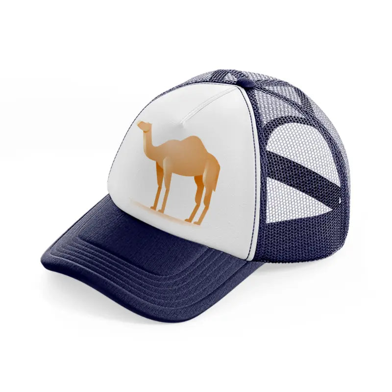 036 camel navy blue and white trucker hat